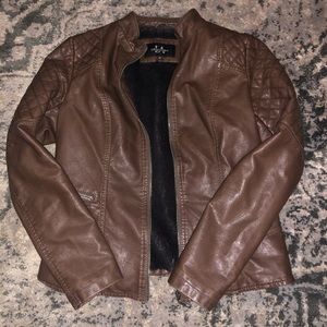 Faux Leather Bomber Jacket